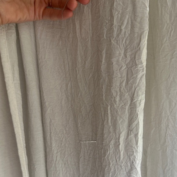 10K White Gold 1/4 CT Diamond Bar Necklace Minimalist Dainty Real Diamonds - Picture 3 of 9